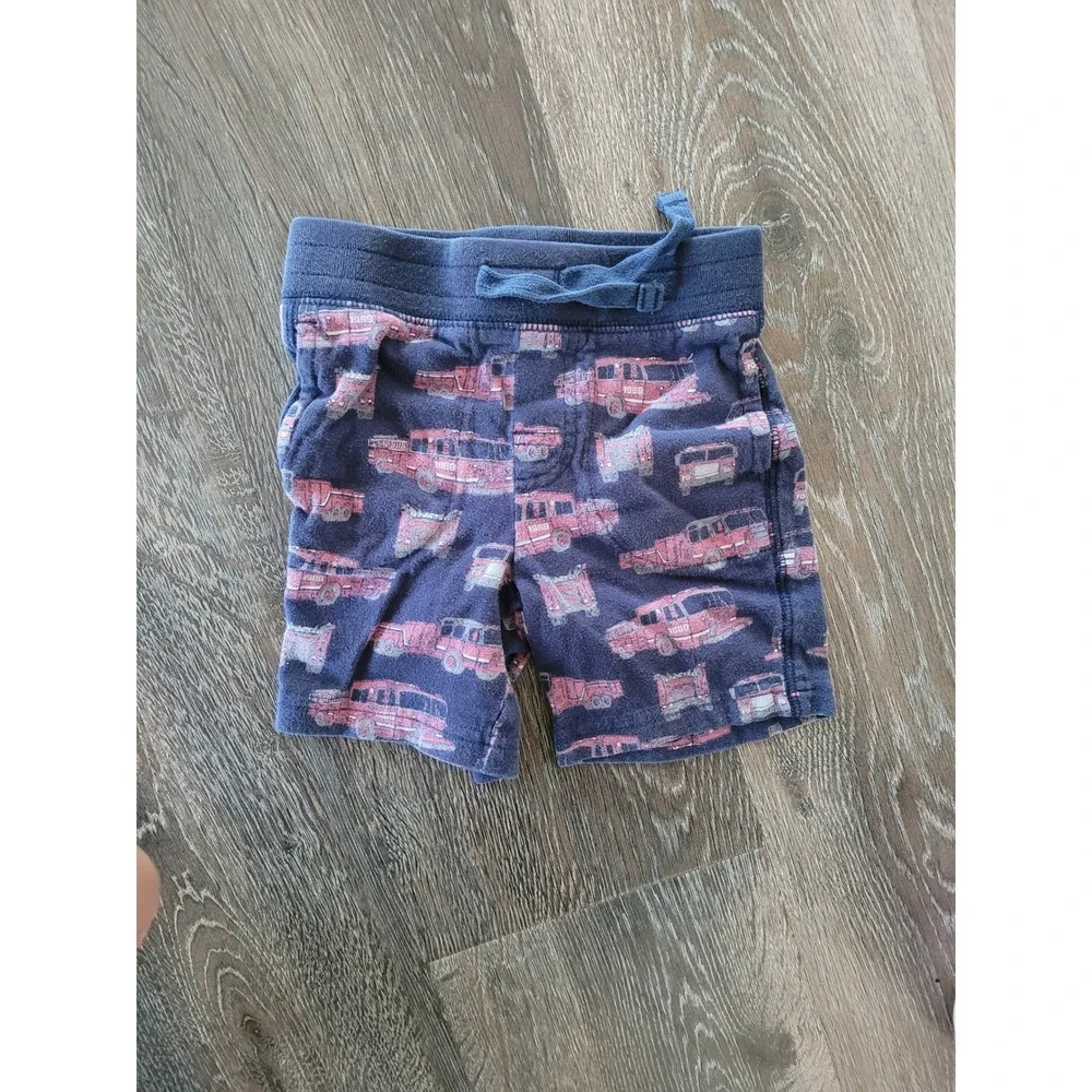 Gap Toddler Boys Navy Blue Fire Truck Print Knit Shorts 12-18 Months #10